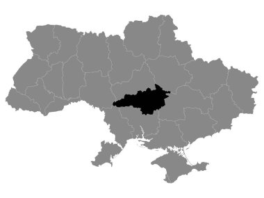 Ukrayna 'nın Kara Konum Haritası (Oblastı) Ukrayna' nın Gri Haritası içinde