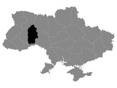 Ukrayna 'nın Kara Konum Haritası (Oblastı) Ukrayna' nın Gri Haritası içinde