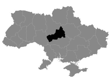 Ukrayna 'nın Ukrayna Bölgesi Siyah Konum Haritası (Oblastı) Ukrayna Gri Haritası içinde