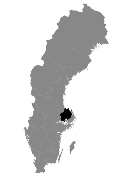 스웨덴의 Swedish County Uppsala Grey Map Sweden — 스톡 벡터