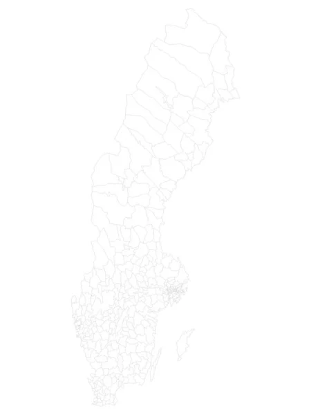 Weiße Karte Der Gemeinden Schweden — Stockvektor