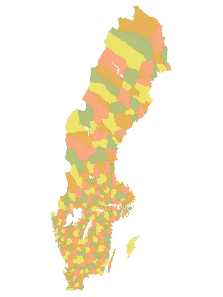 Pastel Mapa Colorido Dos Municípios Suécia —  Vetores de Stock