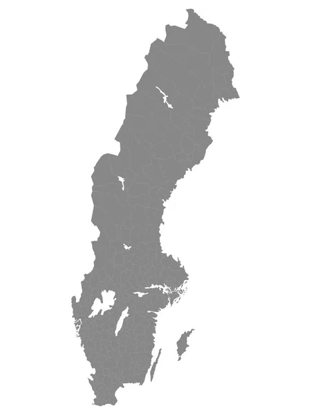 Šedá Mapa Obcí Švédska — Stockový vektor