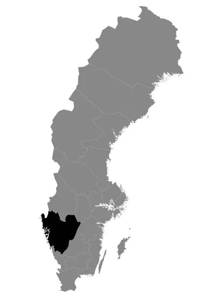 Fekete Elhelyezkedés Térkép Svéd Megye Vastra Gotaland Belül Szürke Térkép — Stock Vector
