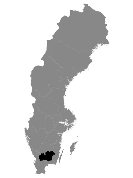 Mapa Localização Condado Kronoberg Suécia Dentro Grey Mapa Suécia — Vetor de Stock