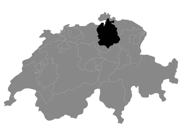 瑞士Zrich州在灰色地图中的黑色位置图 — 图库矢量图片