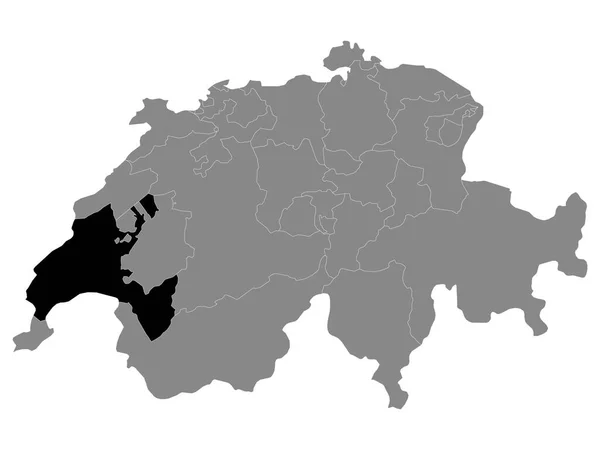Schwarze Lagekarte Des Schweizer Kantons Waadt Innerhalb Der Grauen Karte — Stockvektor