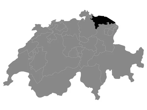 Zwarte Plattegrond Van Het Zwitserse Kanton Thurgau Grey Map Switzerland — Stockvector