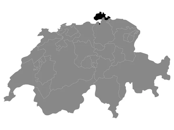 Czarna Mapa Lokalizacji Szwajcarskiego Kantonu Schaffhausen Szarej Mapa Szwajcarii — Wektor stockowy