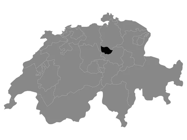 스위스의흑 Swiss Canton Zug Grey Map Switzerland — 스톡 벡터