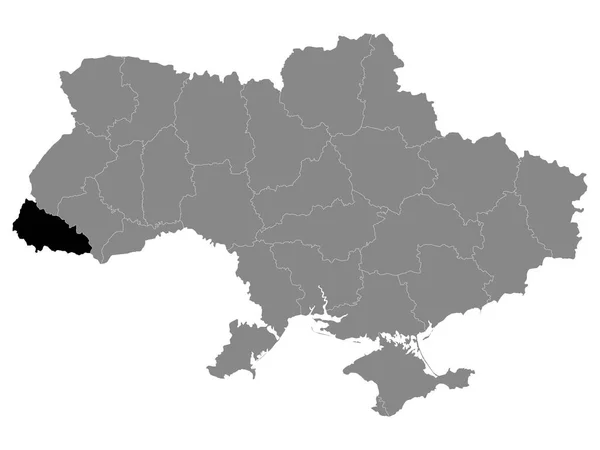 Black Location Map Ukrainian Region Oblast Zakarpattia Grey Map Ukraine — Stock Vector