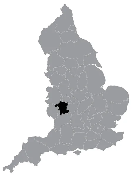 Mapa Localização Condado Cerimonial Inglês Área Tensão Worcestershire Dentro Grey — Vetor de Stock