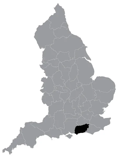 Svart Läge Karta Över Engelska Ceremonial County Löjtnantsområde West Sussex — Stock vektor