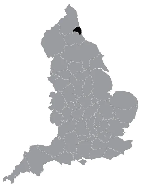Negro Mapa Ubicación Del Condado Ceremonial Inglés Zona Tenencia Tyne — Vector de stock