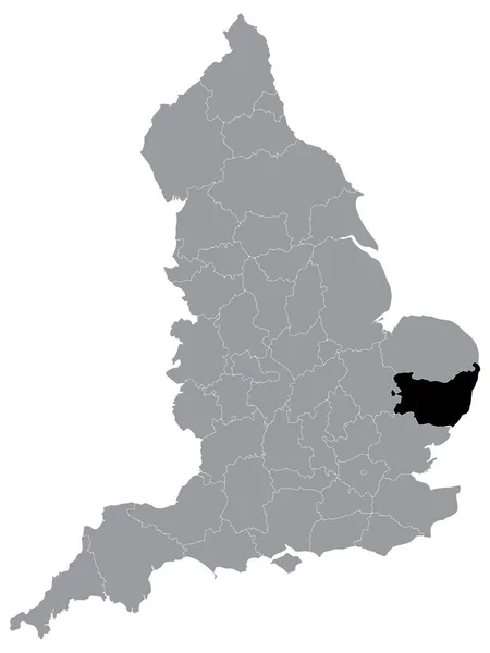 Negro Mapa Ubicación Inglés Ceremonial County Zona Tenencia Suffolk Grey — Archivo Imágenes Vectoriales