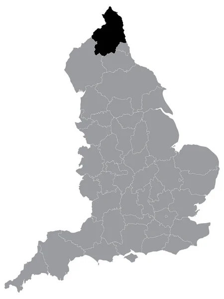 Black Location Map English Ceremonial County Zona Tenencia Northumberland Grey — Archivo Imágenes Vectoriales