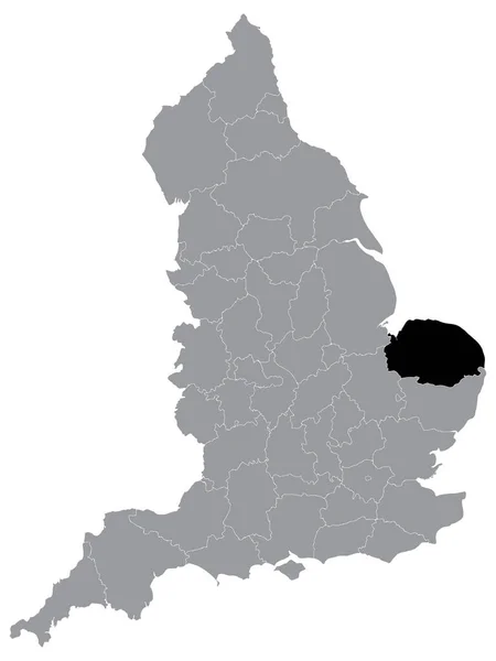 Negro Mapa Ubicación Inglés Ceremonial County Zona Tenencia Norfolk Grey — Archivo Imágenes Vectoriales