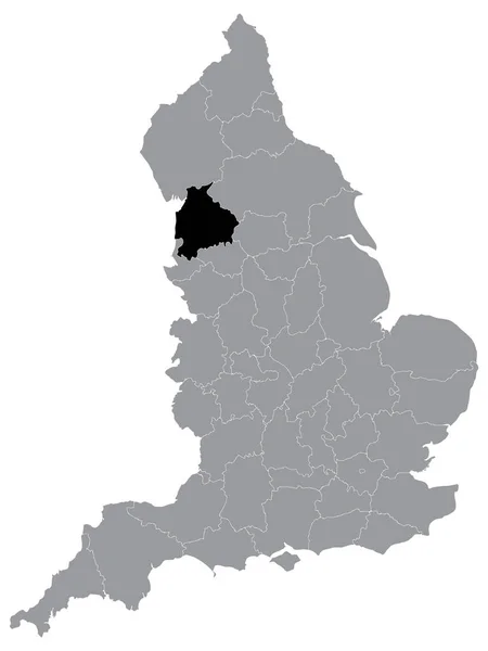 Black Location Map English Ceremonial County Leeutenancy Area Lancashire Grey — стоковый вектор