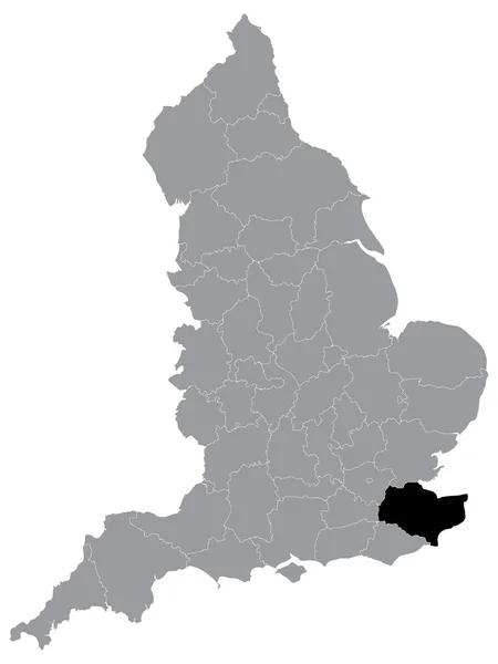 Black Location Map English Ceremonial County Leutenancy Area Kent Grey — стоковый вектор