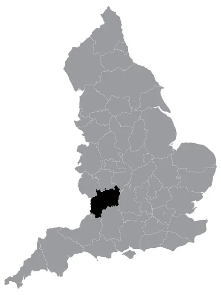 Black Location Map English Ceremonial County Zona Tenencia Gloucestershire Grey — Archivo Imágenes Vectoriales