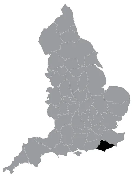 Black Mapa Ubicación English Ceremonial County Zona Tenencia East Sussex — Vector de stock