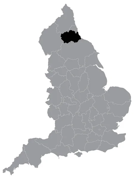 Black Mapa Ubicación English Ceremonial County Área Tenencia Durham Grey — Archivo Imágenes Vectoriales