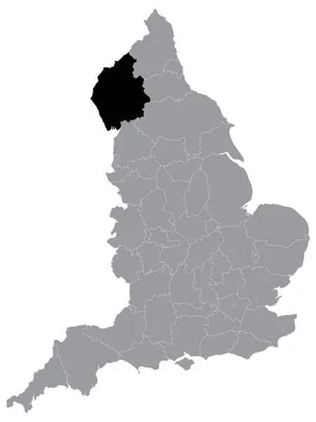Black Location Map English Ceremonial County Leeutenancy Area Cumbria Grey — стоковый вектор