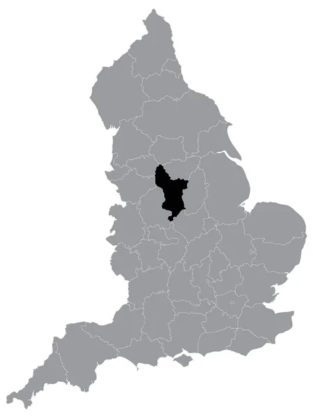 Black Location Map English Ceremonial County Lieutenancy Area Derbyshire Grey — Stock Vector