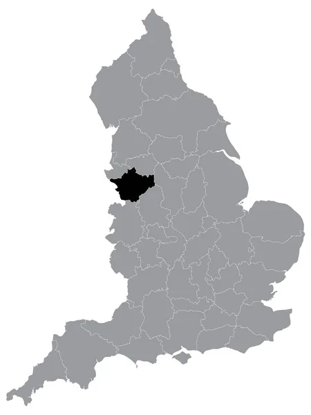 Negro Mapa Ubicación Inglés Ceremonial County Zona Tenencia Cheshire Grey — Archivo Imágenes Vectoriales