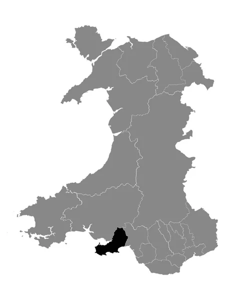 Carte Géographique Gallois Comté Swansea Dans Grey Carte Pays Galles — Image vectorielle