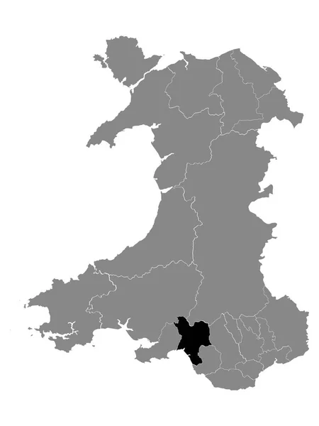 Black Location Map Welsh County Borough Neath Port Talbot Grey — стоковий вектор