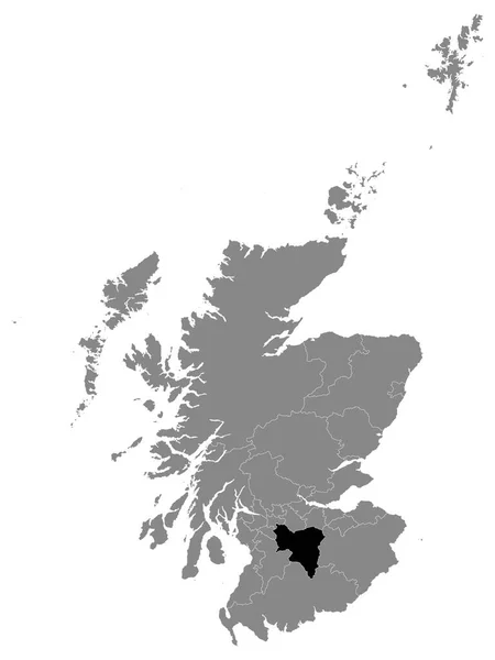 Skoçya Nın Gri Haritası Içinde Güney Lanarkshire Skoç Konsey Bölgesi — Stok Vektör