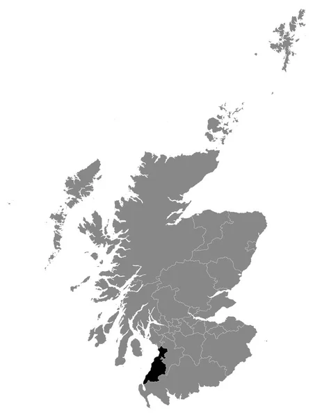 Skoçya Nın Gri Haritası Içinde Güney Ayrshire Skoç Konsey Bölgesi — Stok Vektör