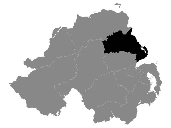 Mapa Ubicación Negro Del Distrito Gobierno Local Irlanda Del Norte — Vector de stock