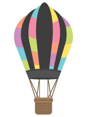 Ayrıntılı El Çizimi 3D Renkli Sıcak Hava Balonu Görünümü