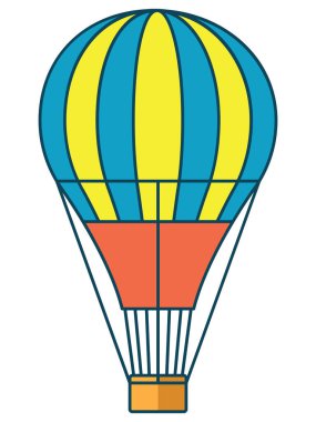 Ayrıntılı El Çizimi 3D Renkli Sıcak Hava Balonu Görünümü