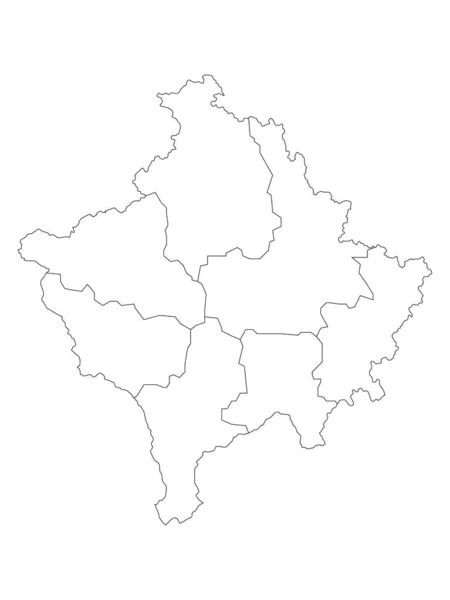 Mapa Los Distritos Blancos Del País Europeo Kosovo — Vector de stock