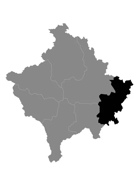 Negro Mapa Ubicación Kosovo Distrito Gjilan Dentro Grey Mapa Kosovo — Archivo Imágenes Vectoriales