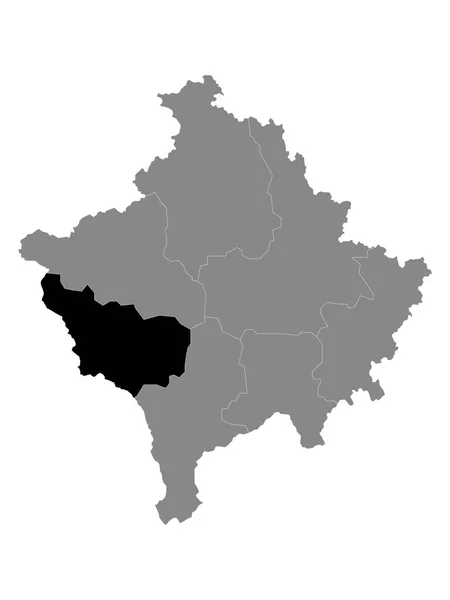 Carte Localisation Noire District Kosovar Gjakova Dans Carte Grise Kosovo — Image vectorielle