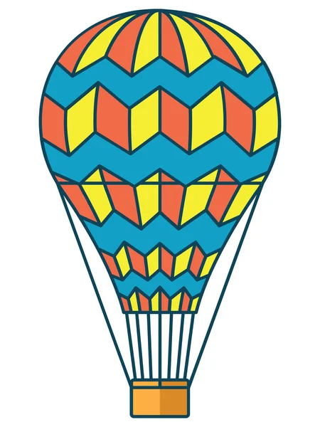 Detaillierte Handgezeichnete Flache Illustration Eines Bunten Heißluftballons — Stockvektor