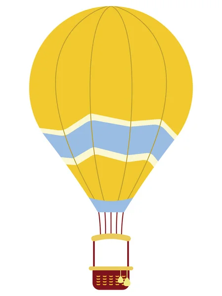 Detaillierte Handgezeichnete Flache Illustration Eines Bunten Heißluftballons — Stockvektor