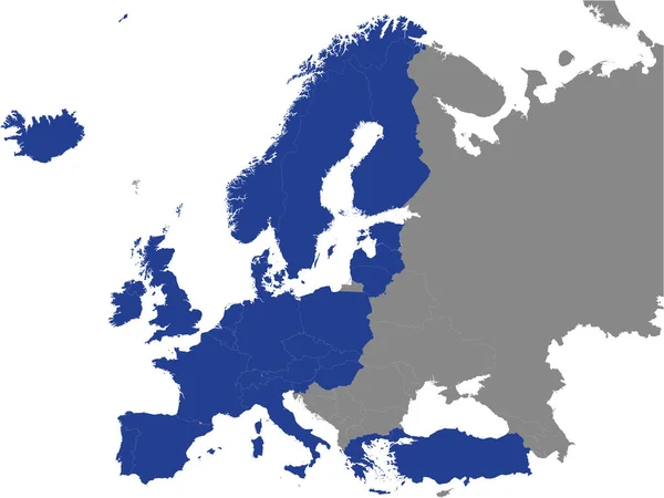 Mapa Político Plano Azul Detallado Organización Para Cooperación Desarrollo Económicos — Archivo Imágenes Vectoriales