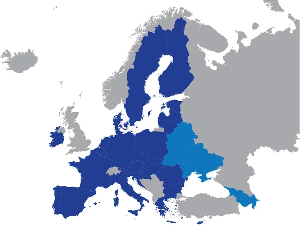 Mapa Político Plano Azul Detallado Asociación Oriental Asociación Oriental Sobre — Vector de stock