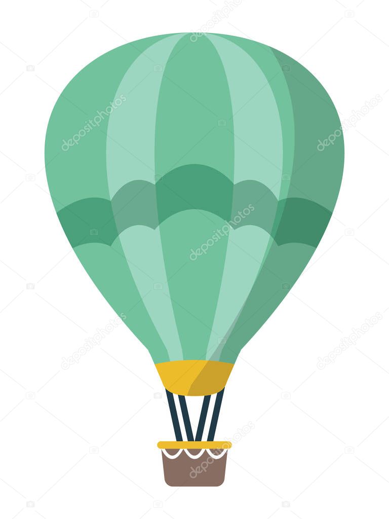 Detailed Hand Drawn Flat 3D Illustration of a Colorful Hot Air Balloon