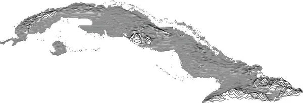 Topografische Karte Von Kuba Mit Schwarzen Höhenlinien — Stockvektor