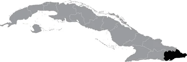古巴灰色地图内的关塔那摩省黑色位置图 — 图库矢量图片