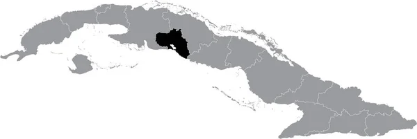 古巴灰色地图内的锡恩富戈斯省黑色位置图 — 图库矢量图片