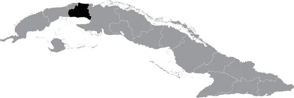 Fekete Elhelyezkedés Térkép Mayabeque Tartomány Belsejében Szürke Térkép Kuba — Stock Vector