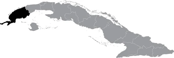 Pinar Del Ro省位于古巴灰色地图内的黑色位置图 — 图库矢量图片