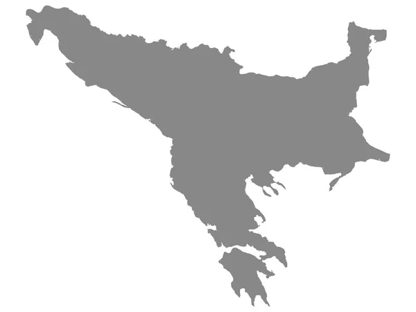 Balkán Félsziget Részletes Szürke Lapos Földrajzi Térképe — Stock Vector